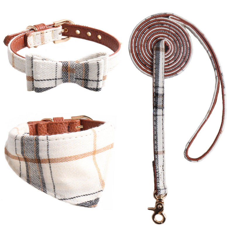Dog Bow Tie Collar Set With Matching Leash & Bandana
