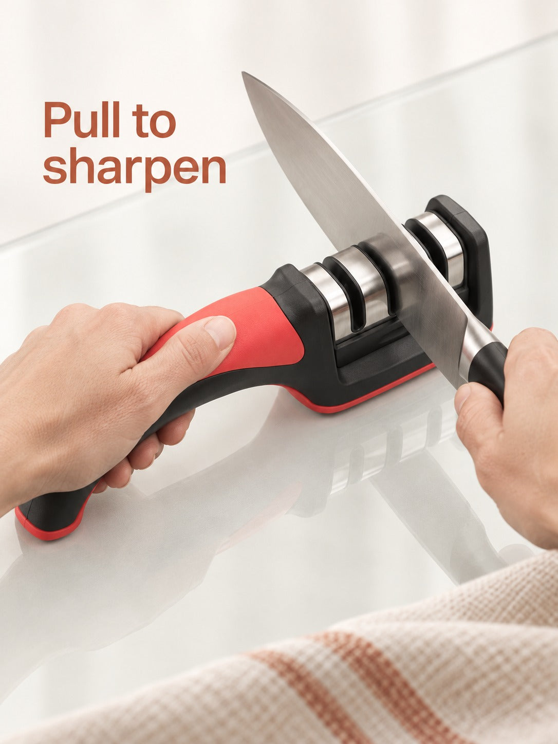 Three-Stage Manual Knife Sharpener for Dull Kitchen Knives