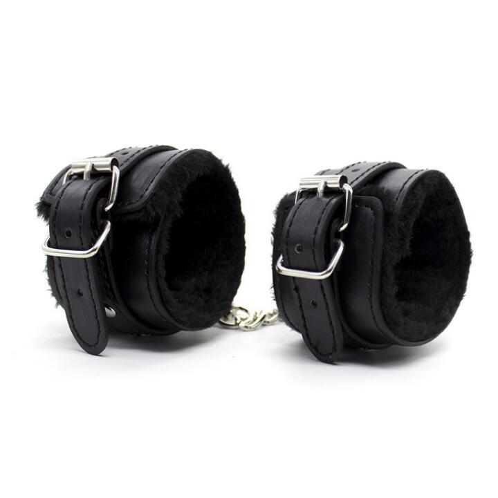 Adjustable Faux-Fur Wrist Cuffs for Consensual Bondage