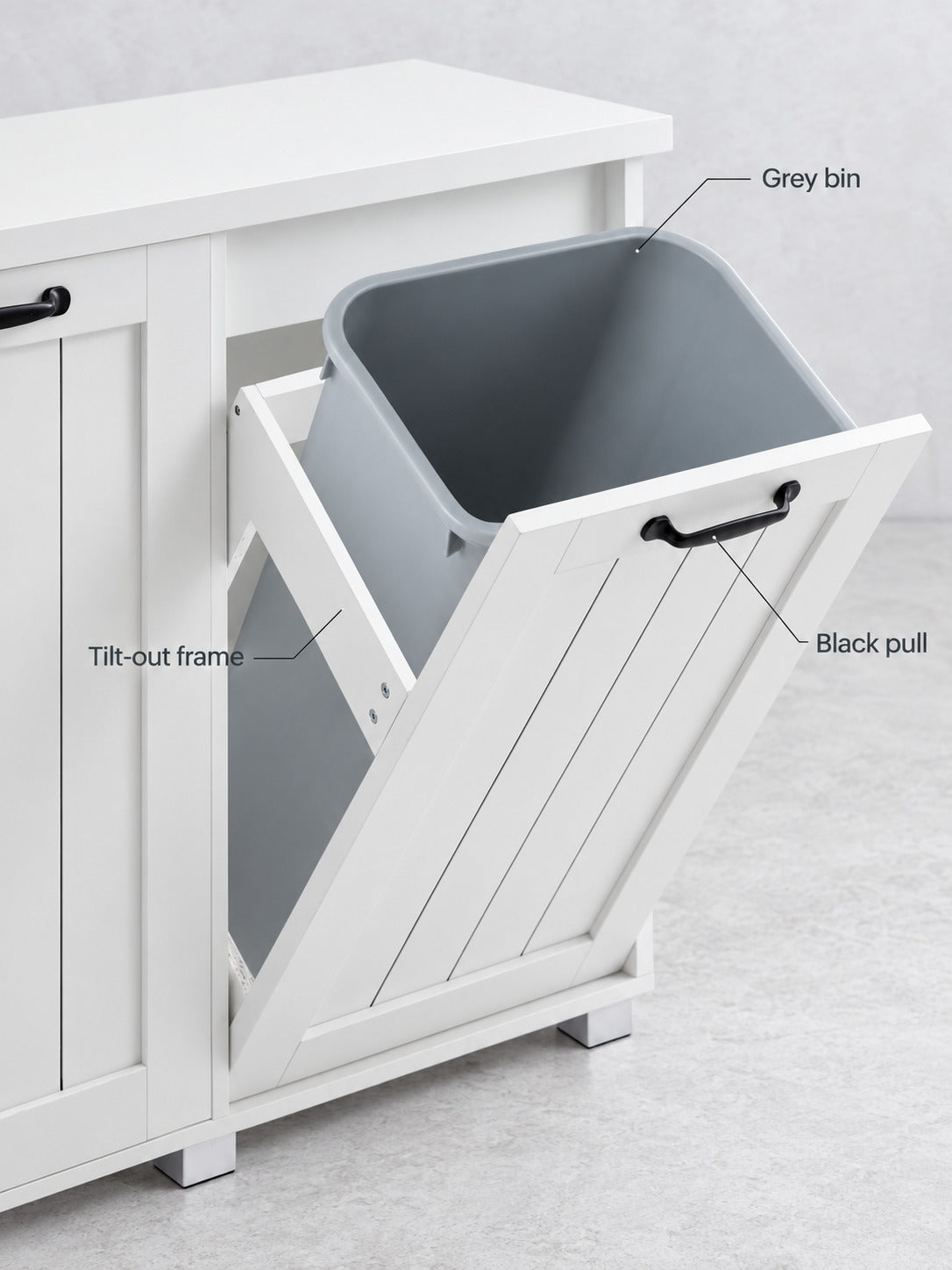 Tilt-Out Kitchen Trash Cabinet With Laundry Sorting