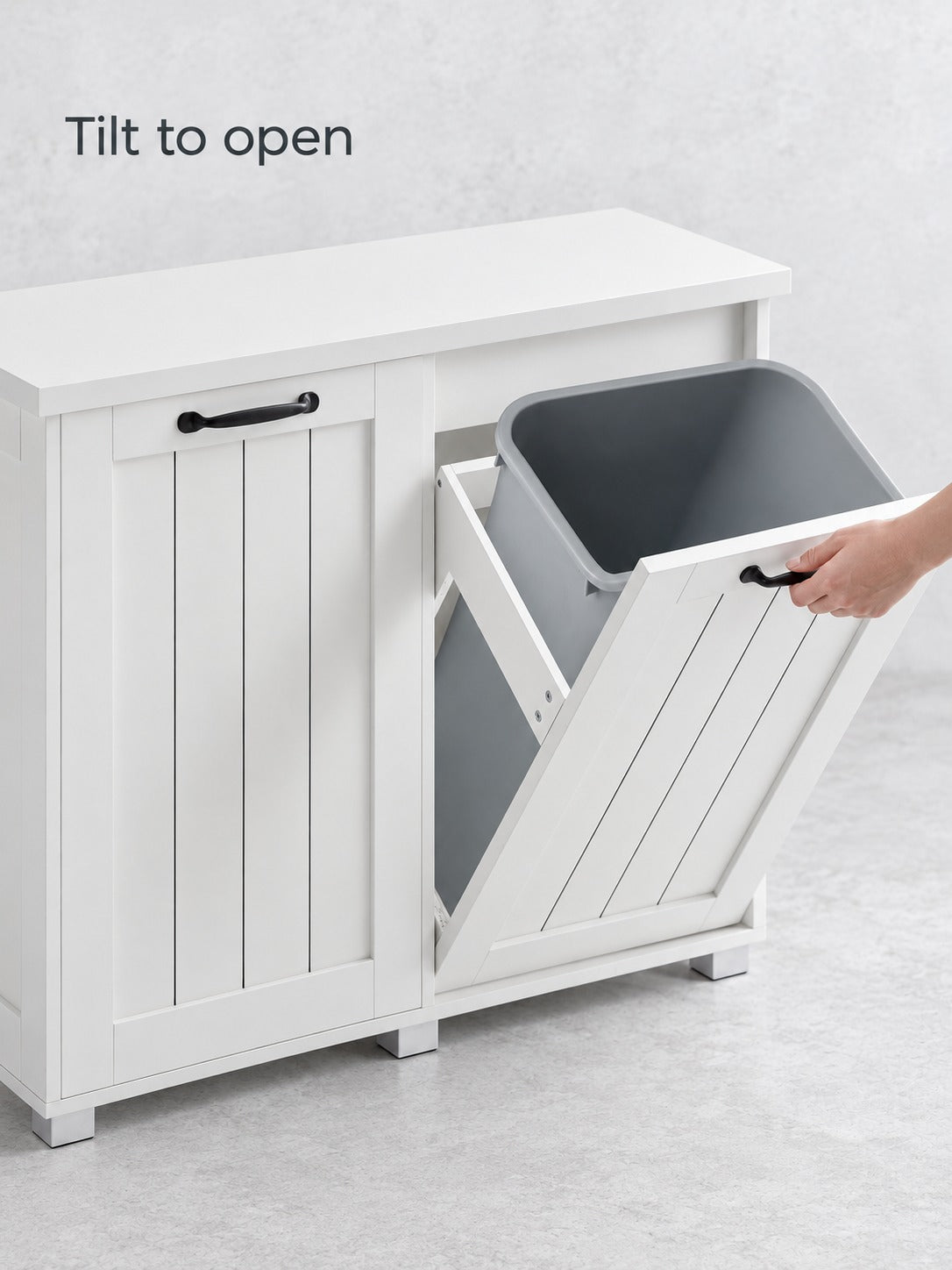 Tilt-Out Kitchen Trash Cabinet With Laundry Sorting