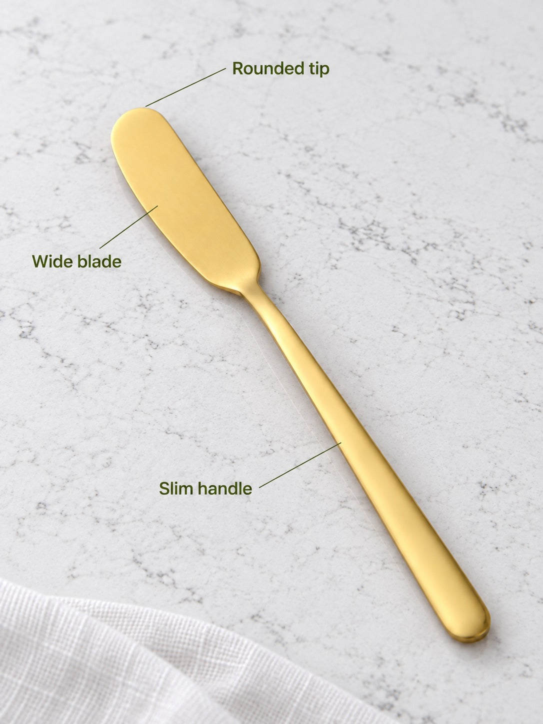 Titanium-Finish Stainless Butter Knife for Even Spreading