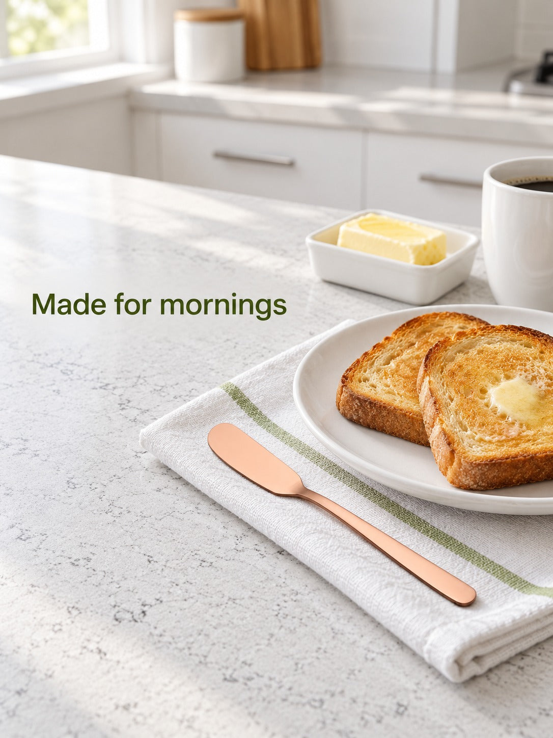 Titanium-Finish Stainless Butter Knife for Even Spreading