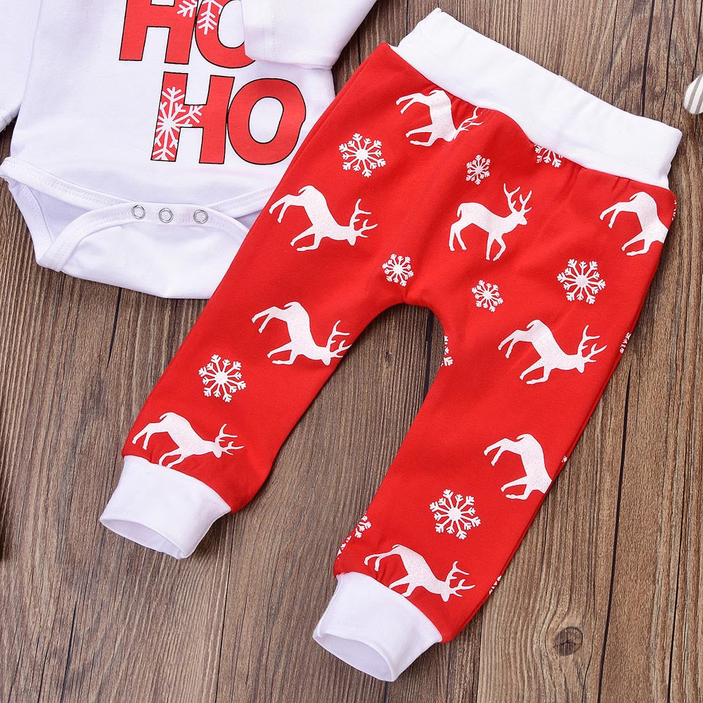 Christmas Baby Outfit Set with Matching Santa Hat