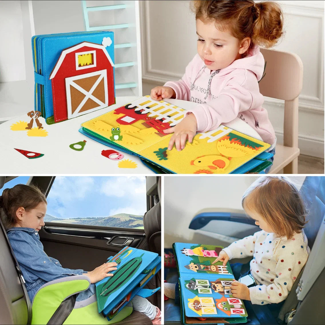 Montessori Farm Busy Board Quiet Book for Toddlers