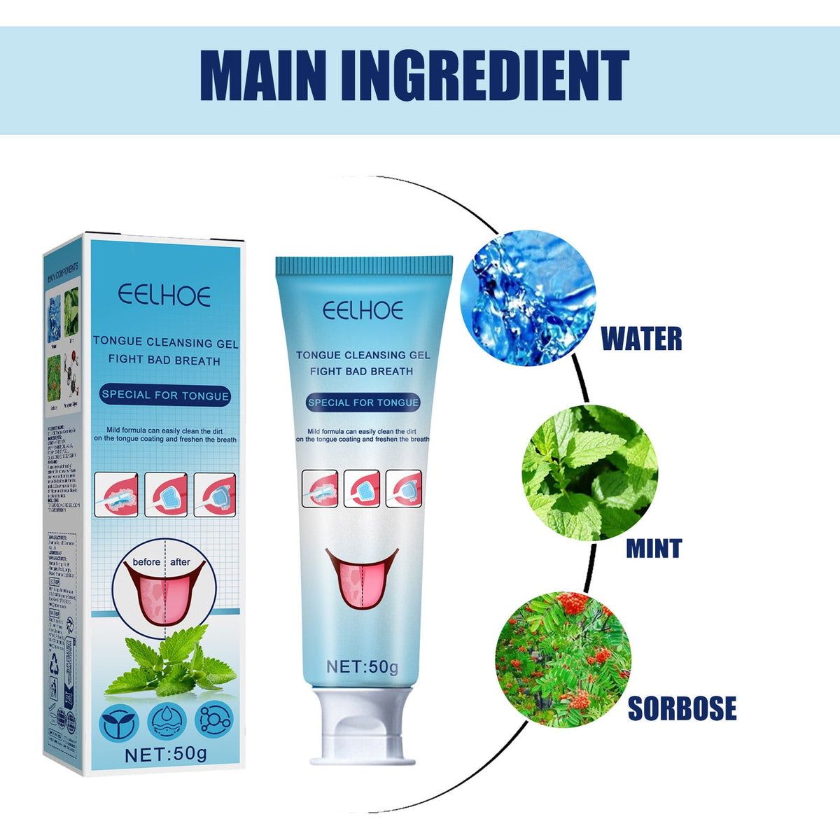 Tongue Cleaning Gel for Fresher Breath & Less Coating
