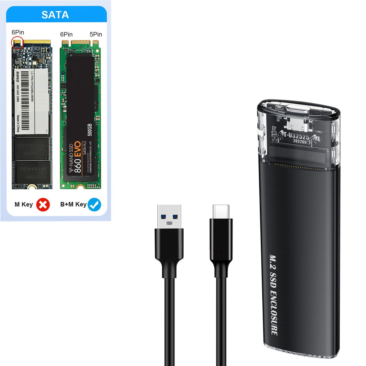 Tool-Free NVMe M.2 SSD Enclosure USB-C 3.1 Portable
