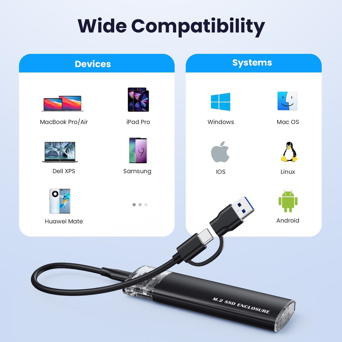 Tool-Free NVMe M.2 SSD Enclosure USB-C 3.1 Portable