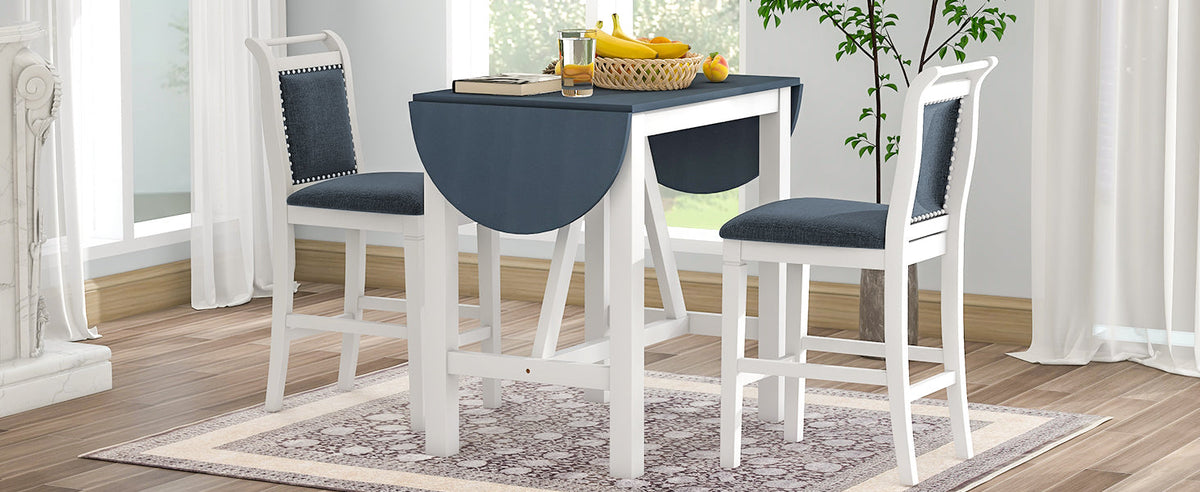 Counter Height Drop Leaf Dining Table Set for Small Spaces