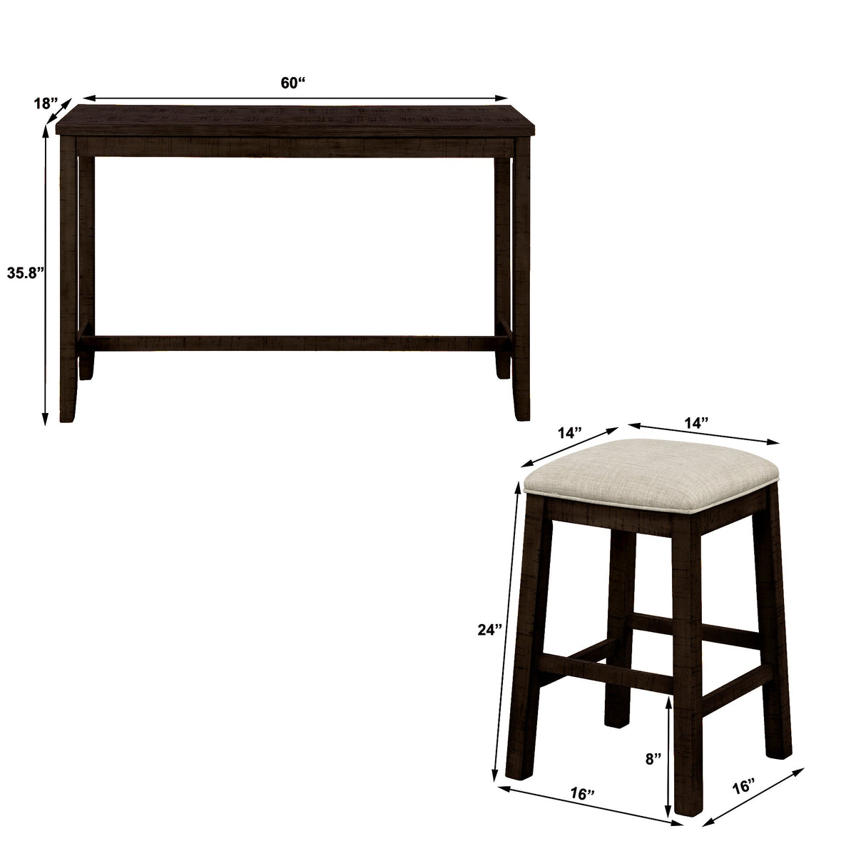 Counter Height Dining Set with Built-In Charging Outlets