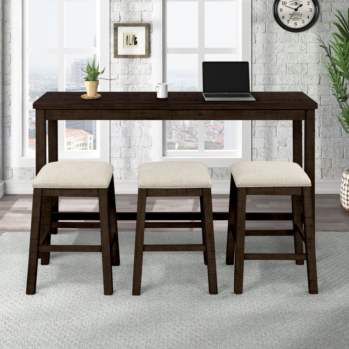 Counter Height Dining Set with Built-In Charging Outlets