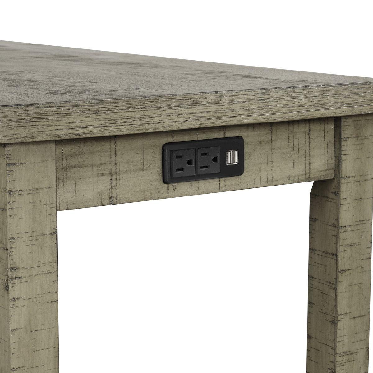 Counter Height Table Set with Power Outlet, Rustic Gray