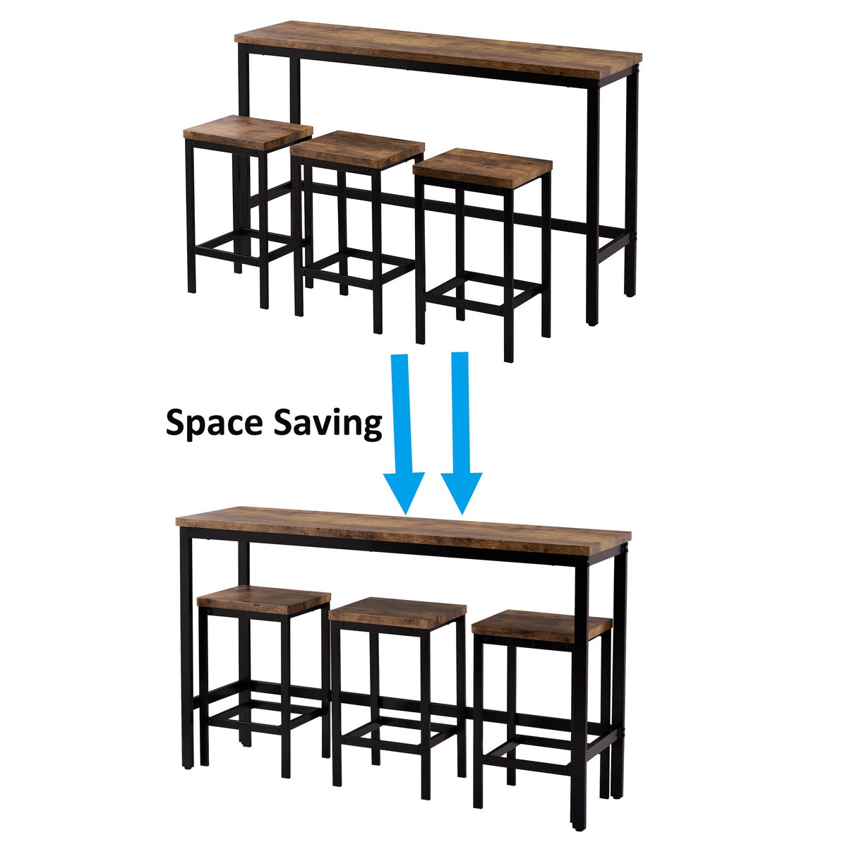 Counter Height Dining Set with 3 Stools for Small Spaces
