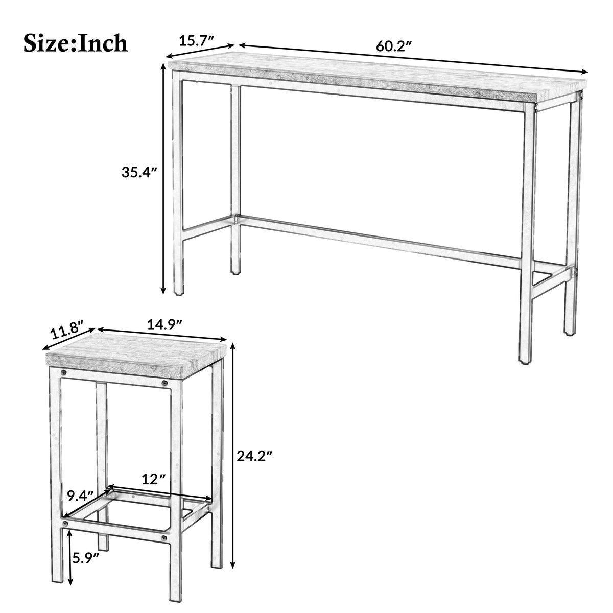 Counter Height Dining Set with 3 Stools for Small Spaces