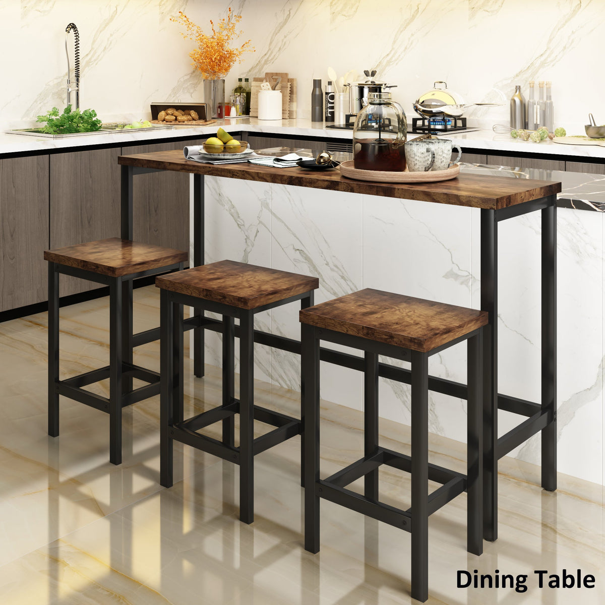 Counter Height Dining Set with 3 Stools for Small Spaces