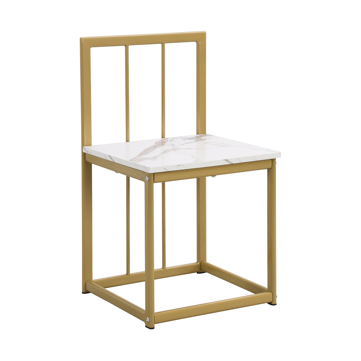 Faux Marble 7-Piece Dining Set for 6 with Gold Frame