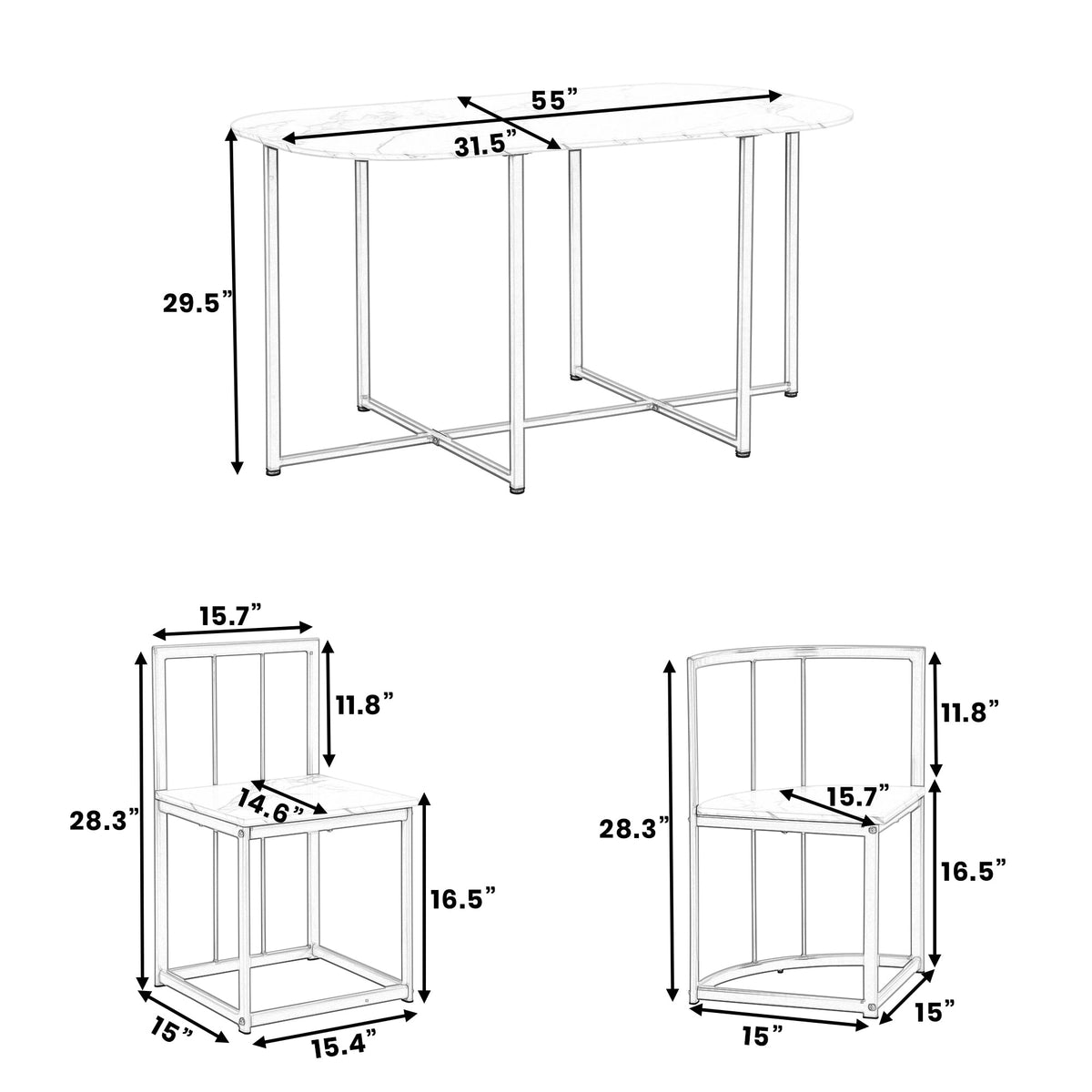Compact 7-Piece Dining Table Set for 6 Small Spaces
