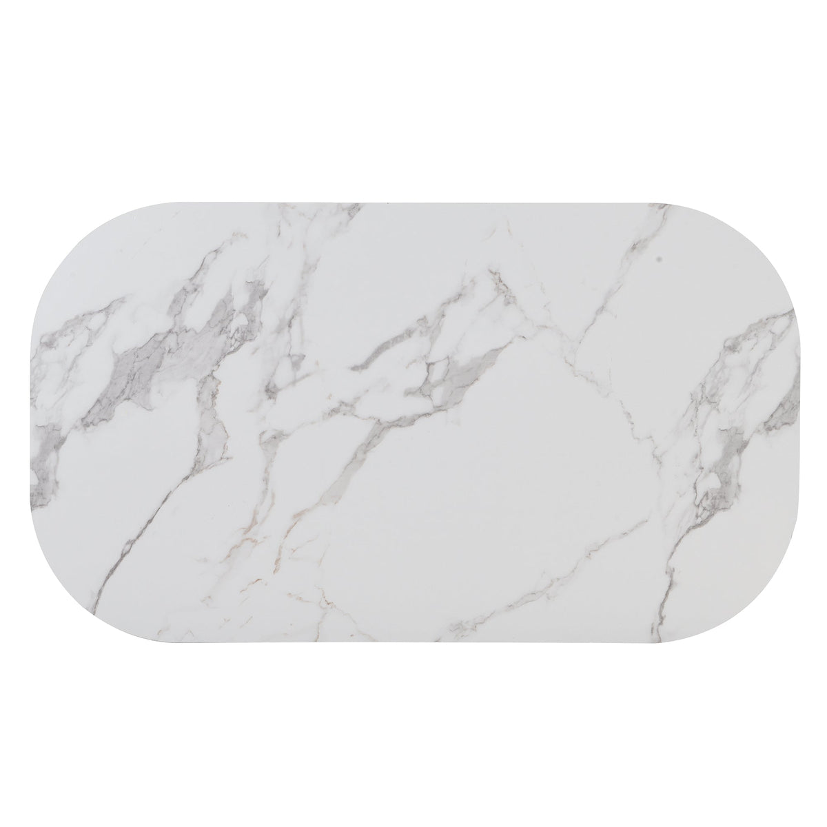 Faux Marble 7-Piece Dining Set for 6 with Gold Frame