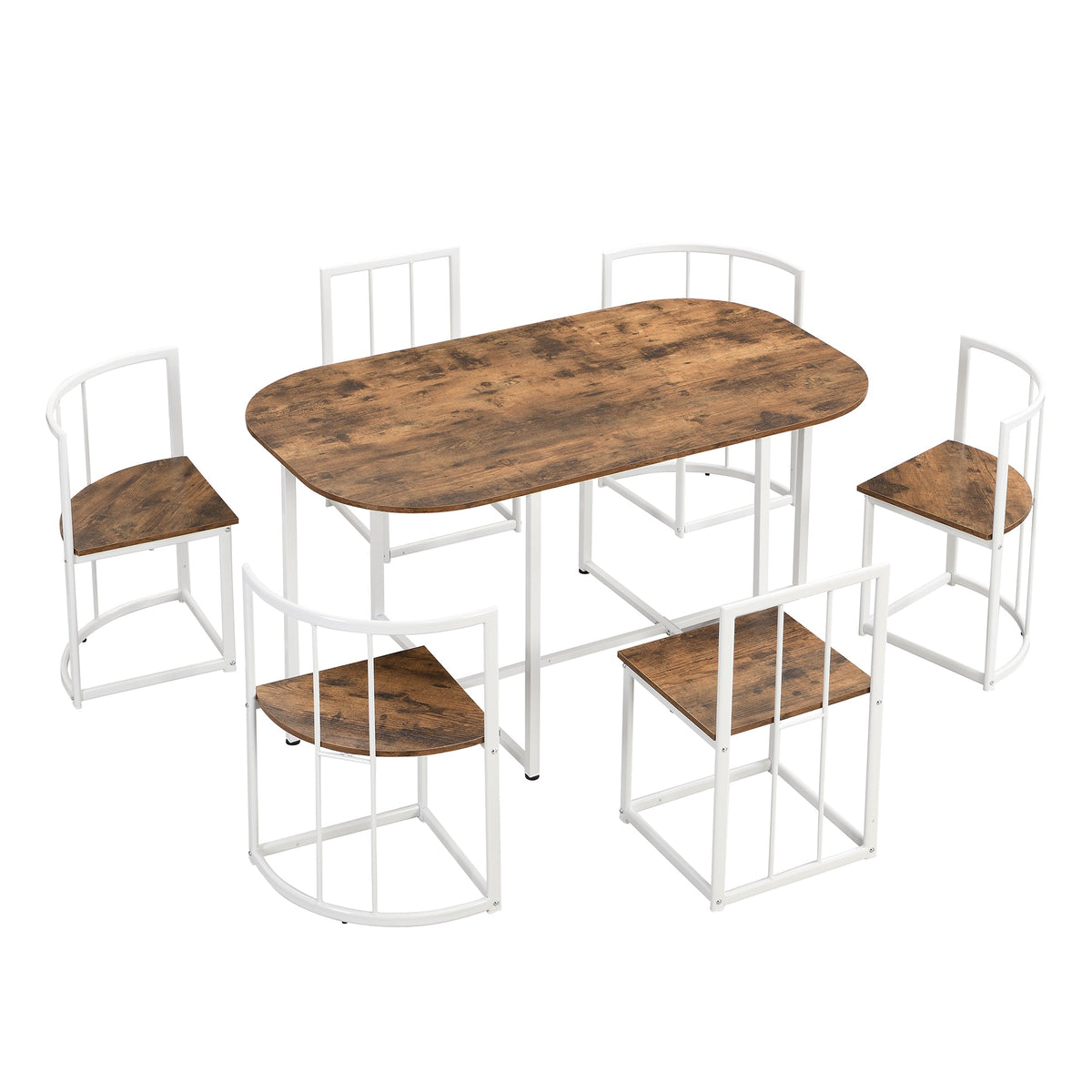 Compact 7-Piece Dining Table Set for 6 Small Spaces