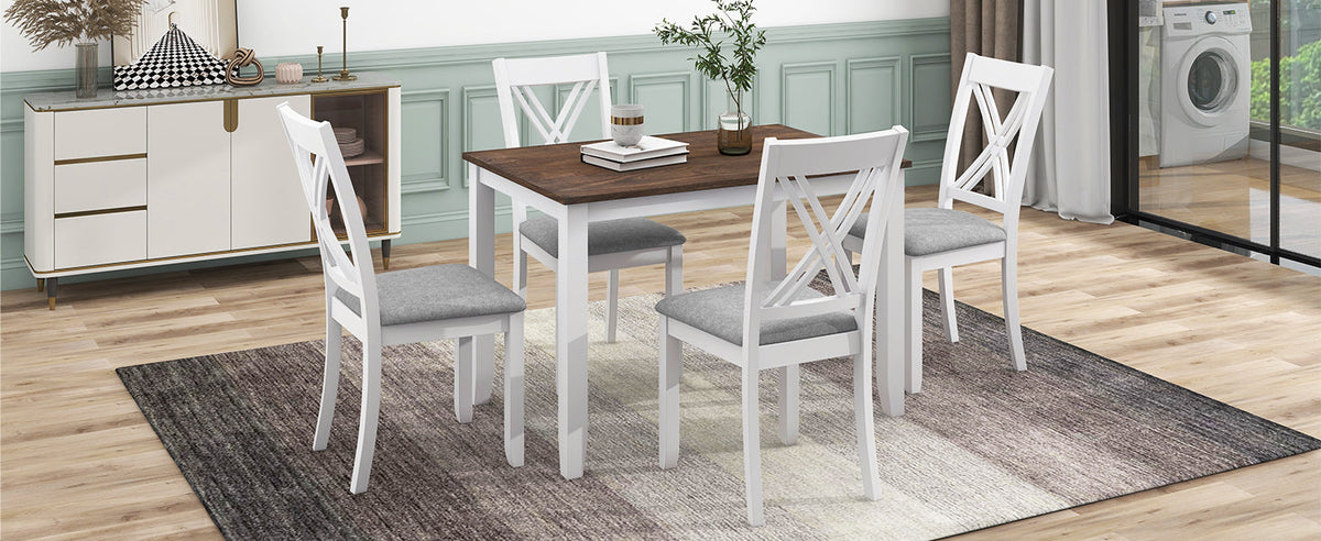 5-Piece Farmhouse Dining Table Set for Small Spaces