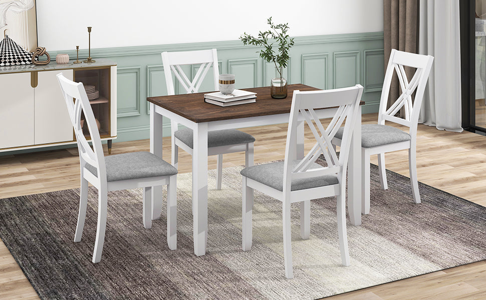5-Piece Farmhouse Dining Table Set for Small Spaces