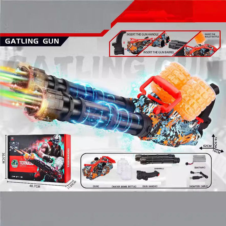 Gel Blaster Toy With Rotating Barrels & Flame Lights