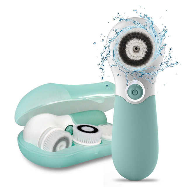 Waterproof Facial Cleansing Spin Brush Set with 3 Heads