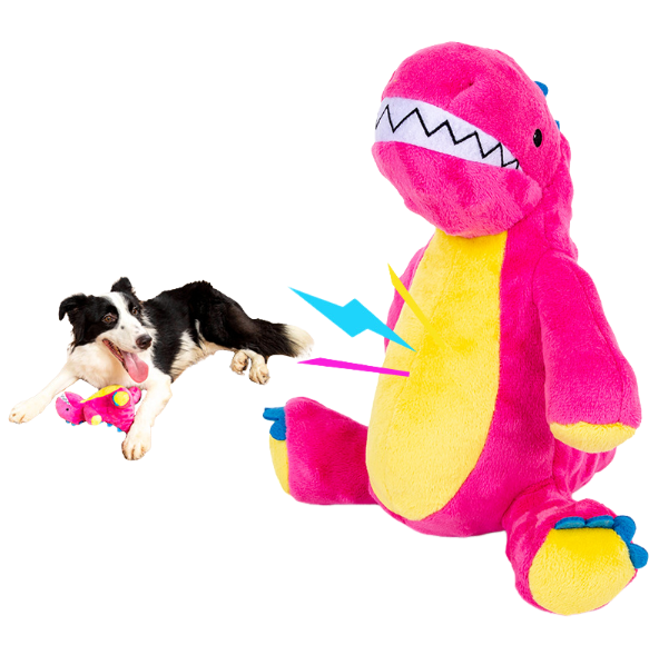 Interactive Dog Toy: Squeaky Dinosaur for Dental Play