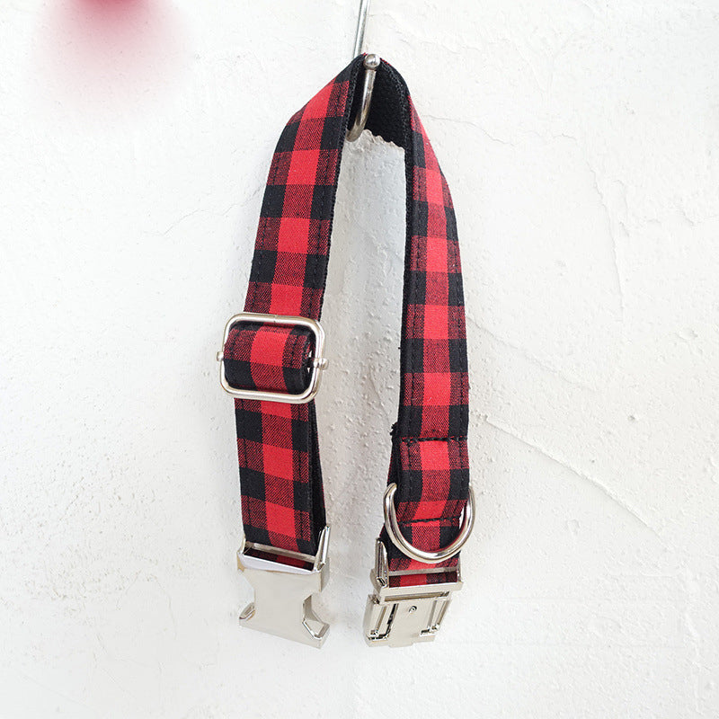 Matching Plaid Dog Collar and Leash Set for Walks