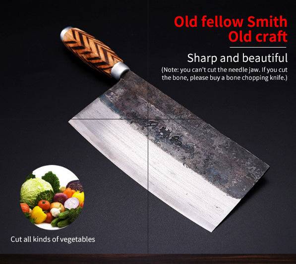 Hand-Forged High Carbon Steel Cleaver Knife, Wood Handle