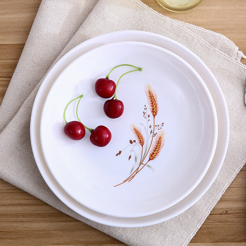 Traditional Dinner Plates Set with Wheat & Blue Decor