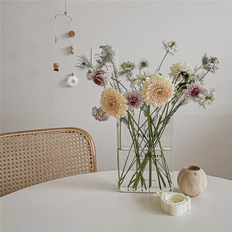Transparent Acrylic Book Vase for Curated Flower Displays