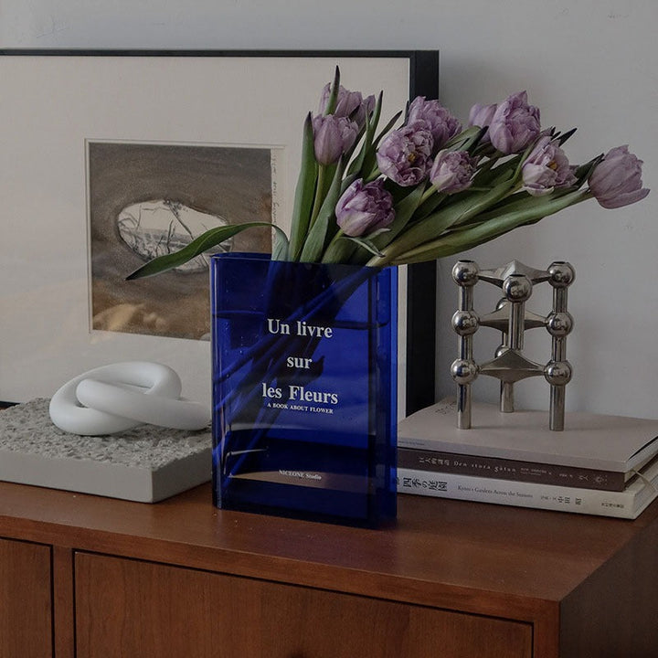 Transparent Acrylic Book Vase for Curated Flower Displays