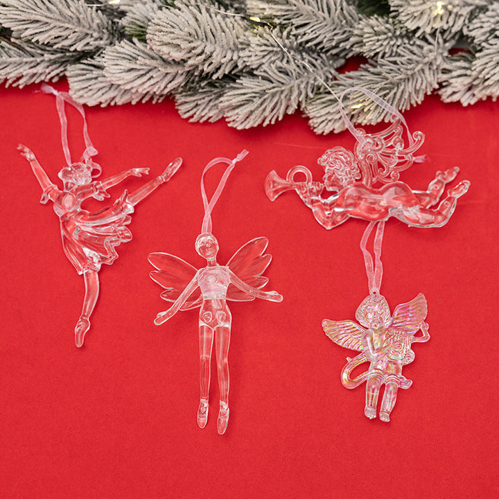 Transparent Angel Christmas Ornaments for Tree Sparkle