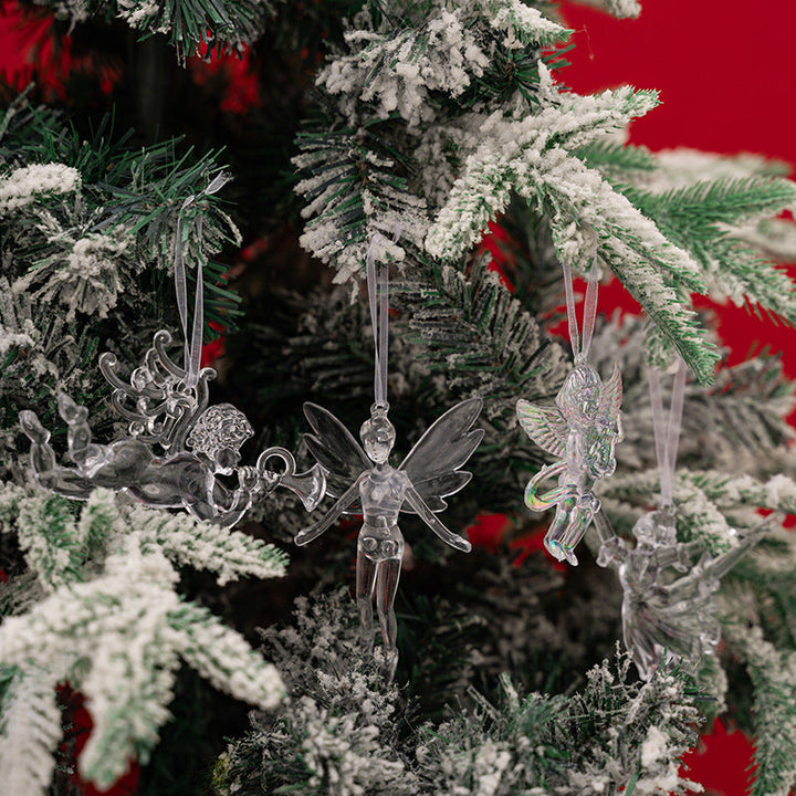 Transparent Angel Christmas Ornaments for Tree Sparkle