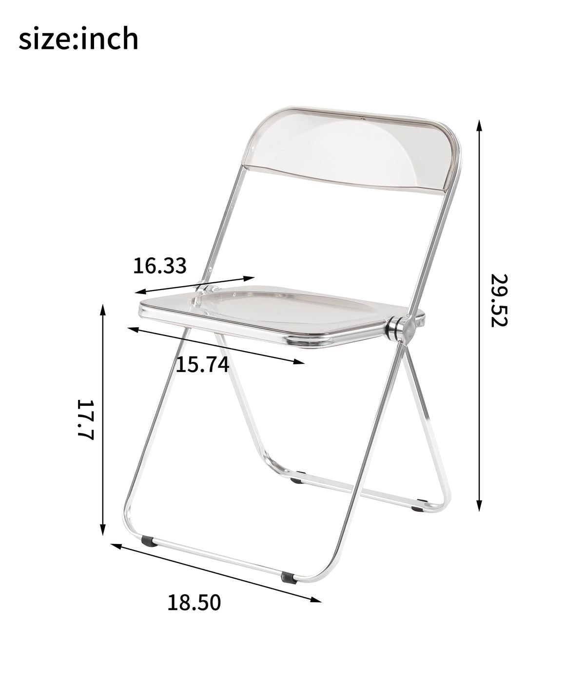 Clear Stackable Modern Folding Chair with Chrome Frame