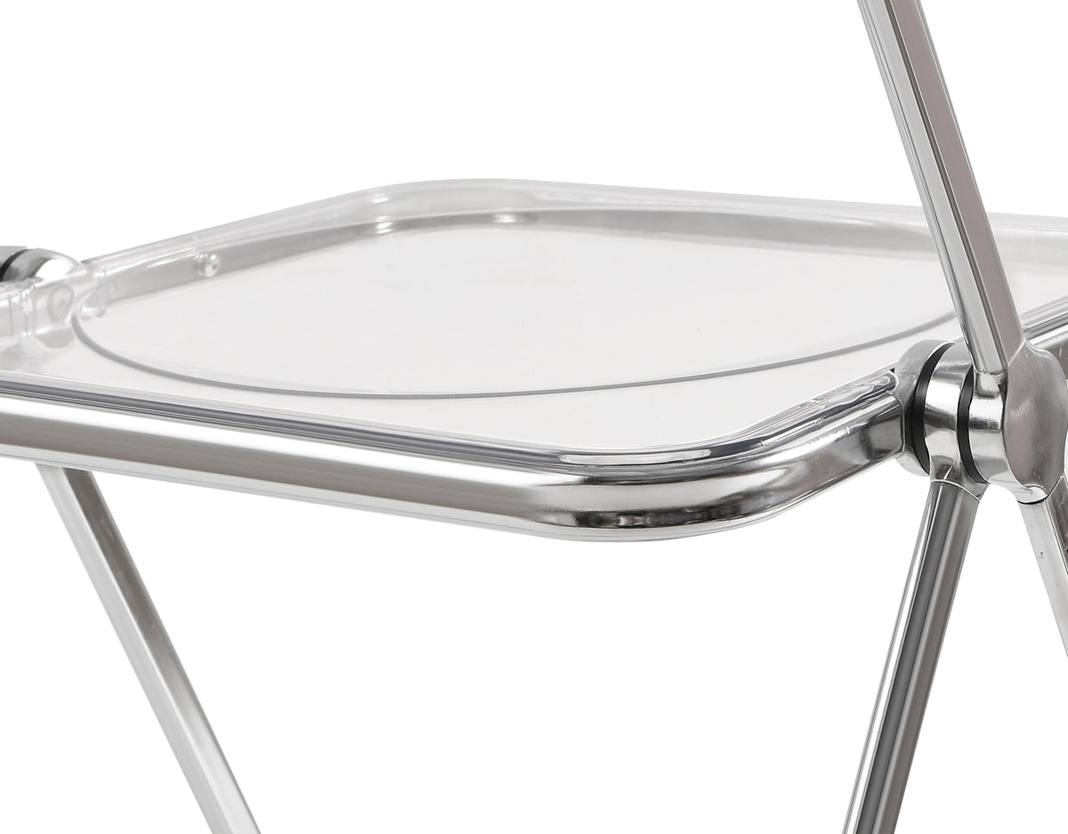 Clear Stackable Modern Folding Chair with Chrome Frame