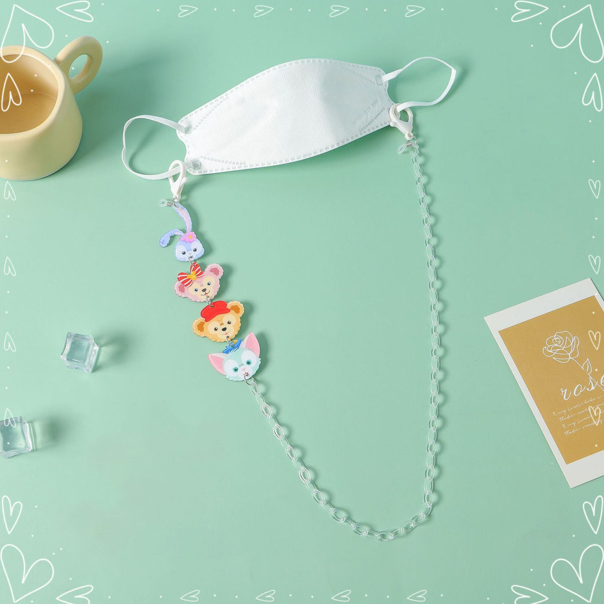 Transparent Cartoon Mask Chain with Lobster Clasps