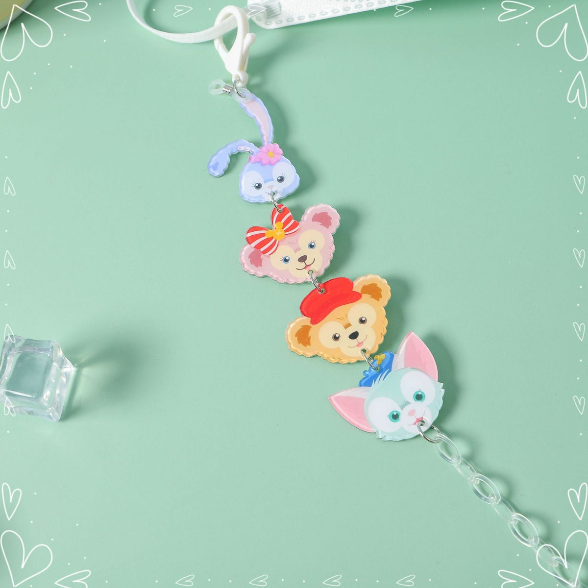 Transparent Cartoon Mask Chain with Lobster Clasps