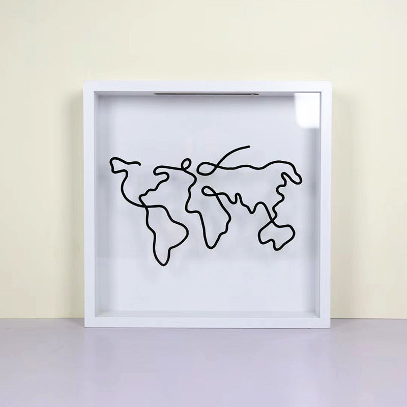 Shadow Box World Map Frame for Displaying Memories