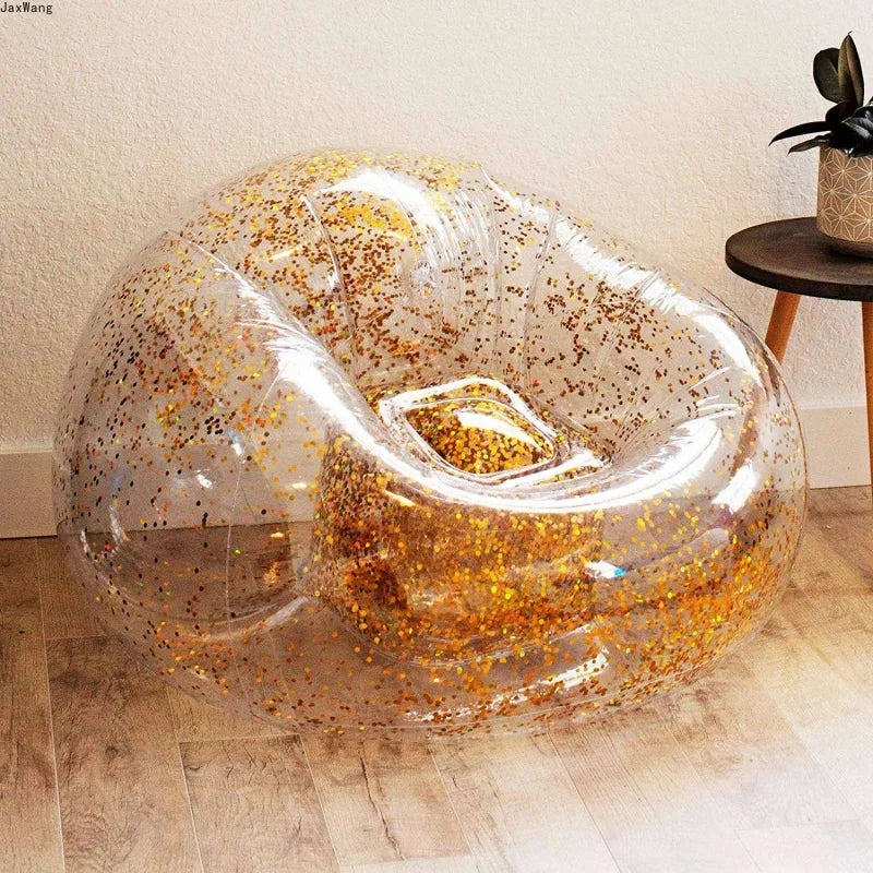 Transparent Glitter Inflatable Sofa for Bedroom Decor
