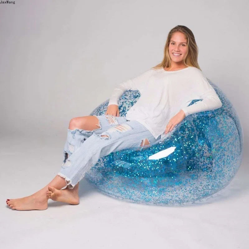Transparent Glitter Inflatable Sofa for Bedroom Decor