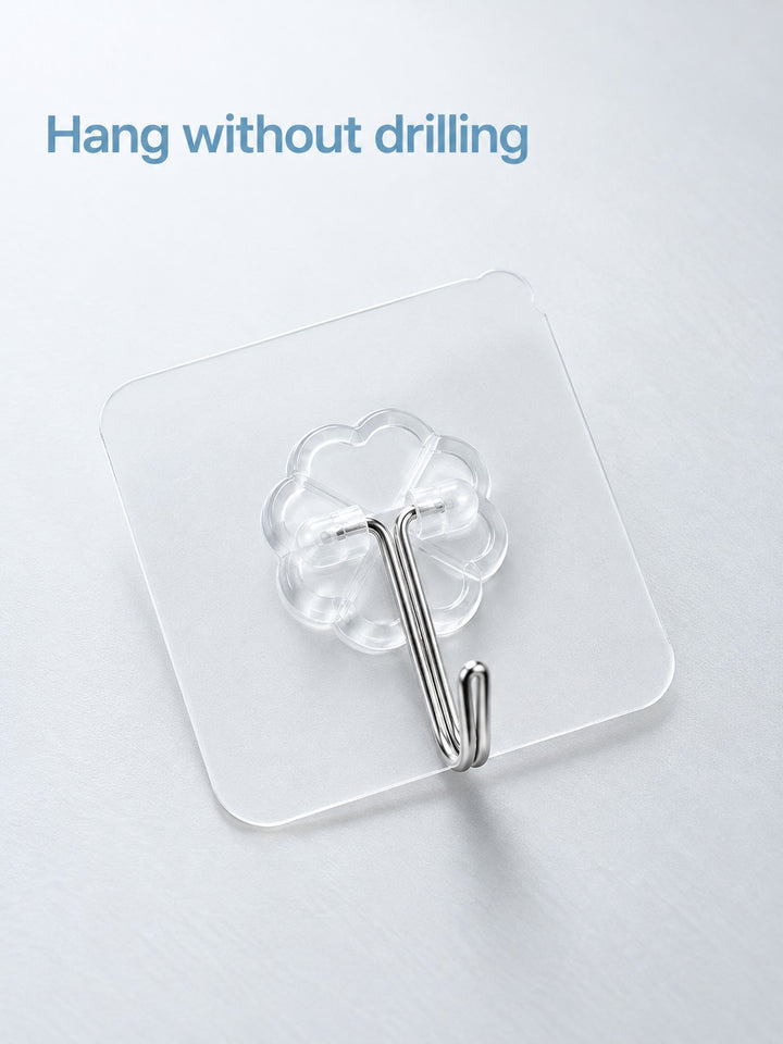 Transparent Sticky Wall Hooks: Drill-Free, No Wall Marks