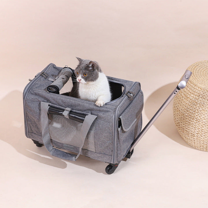 Wheeled Pet Carrier for Cats & Small Dogs, Breathable