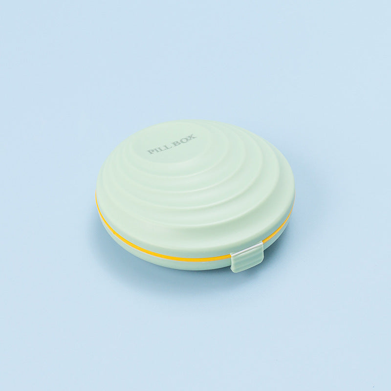 Round Travel Pill Box with 8 Sealed Compartments for Pockets