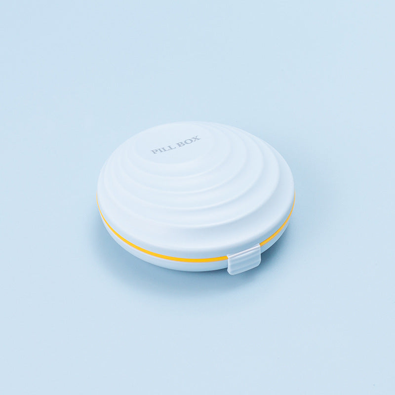 Round Travel Pill Box with 8 Sealed Compartments for Pockets
