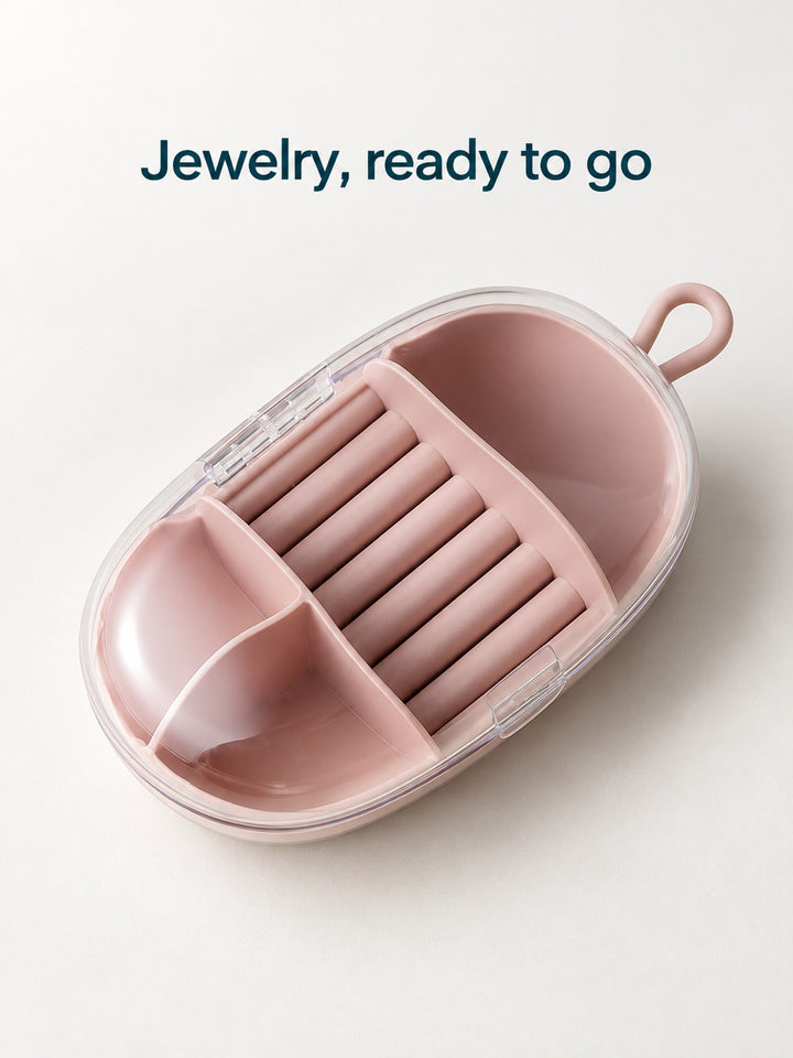 Travel Jewelry Box with Clear Lid for Rings & Earrings