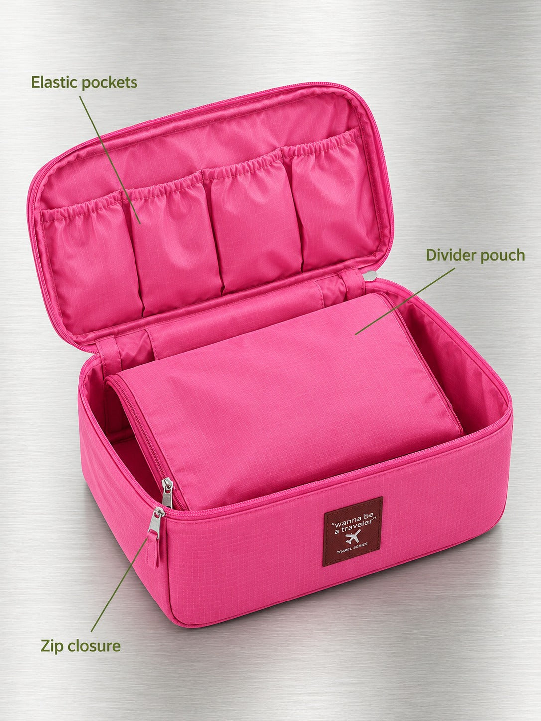 Travel Lingerie Organizer Bag with Bra Dividers & Pouch