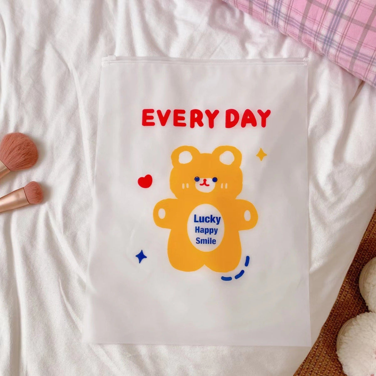 Kawaii Clear Travel Clothes Packing Bags, Zip Seal