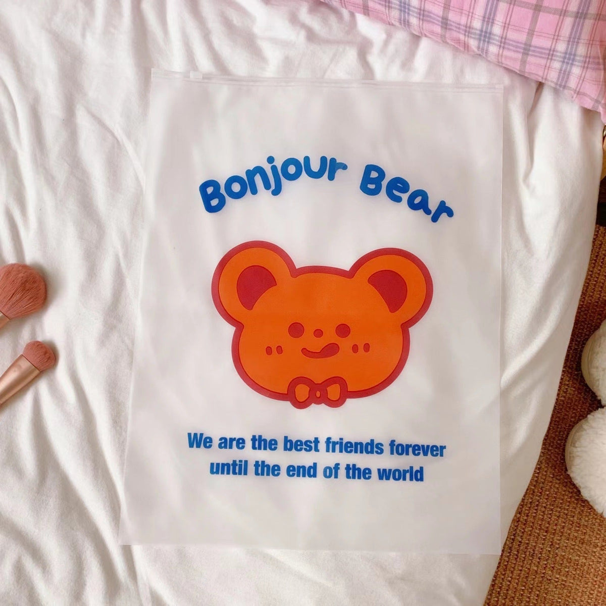 Kawaii Clear Travel Clothes Packing Bags, Zip Seal